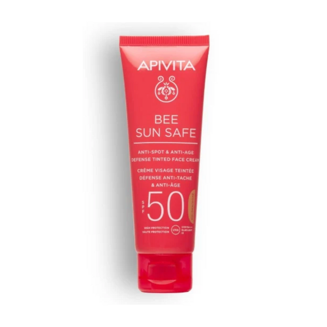 Apivita Bee Sun Anti-Spot & Anti-Age Defense Tinted Face Cream SPF50-Golden Tint